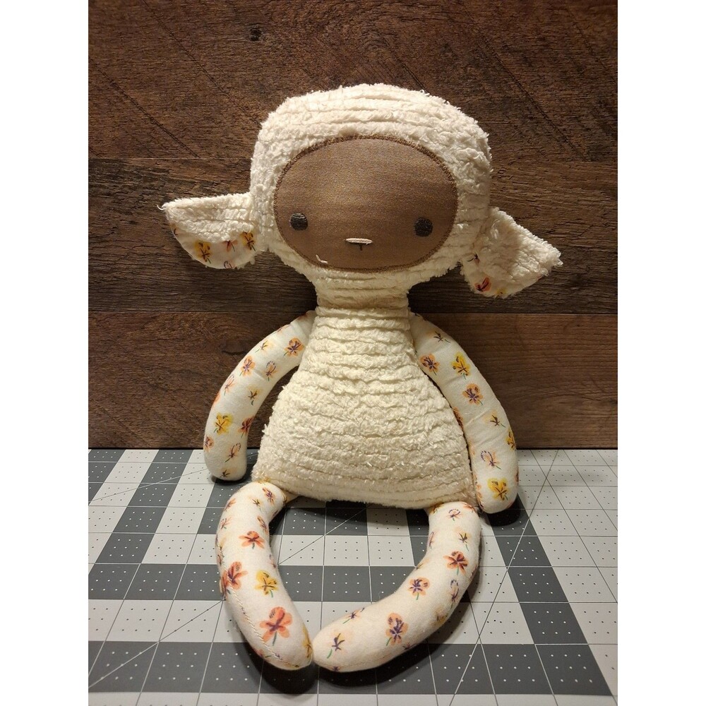 Oh Just Dandy lovey Lamb Floral Pattern Plush Stuffed Brown White Cream Sheep